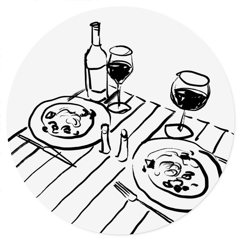Adesivo murale Cena con vino - Treechild - Rotondo