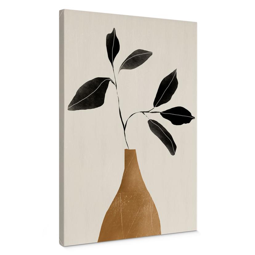 Canvasbillede Gren i gylden vase - ThingDesign