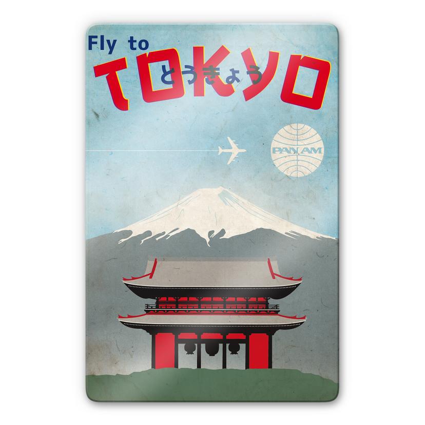 Glasschilderij PAN AM - Fly to Tokyo