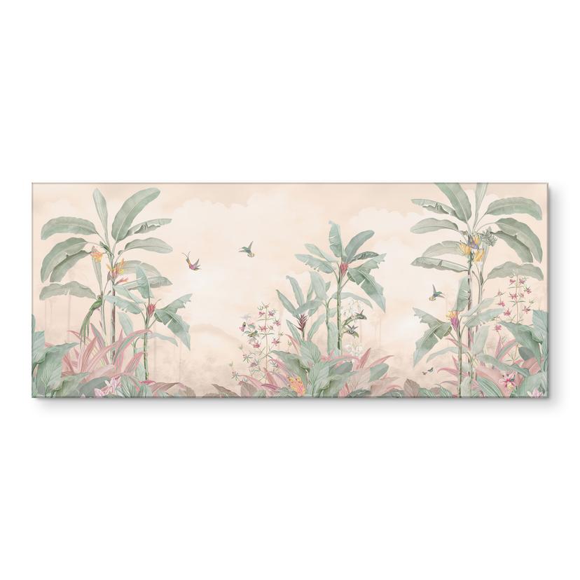 Rivestimento cucina Idillio tropicale con colibrì albicocca - Bloomery Decor