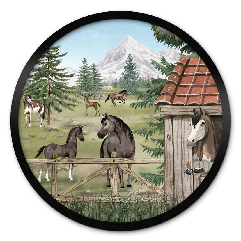 Poster Paardenwei in het Natuurpark - Oliver Robins - Rond
