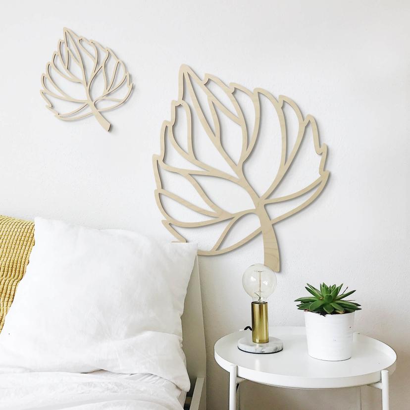 Decoración en madera chopo - hoja de abedul curvada