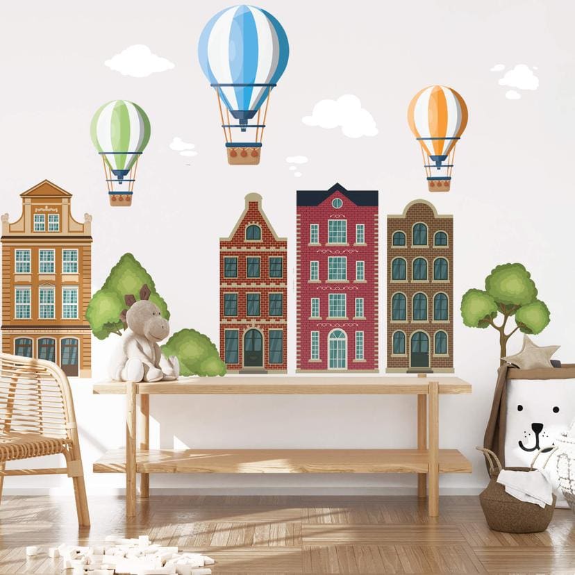 Sticker mural Kit de maisons colorées 01 (7 pièces)