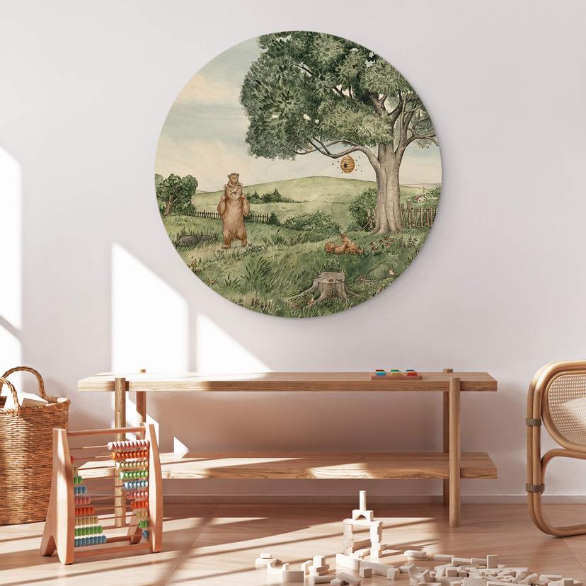 Holzbild Kikki Belle - Bären und Bienen - Rund