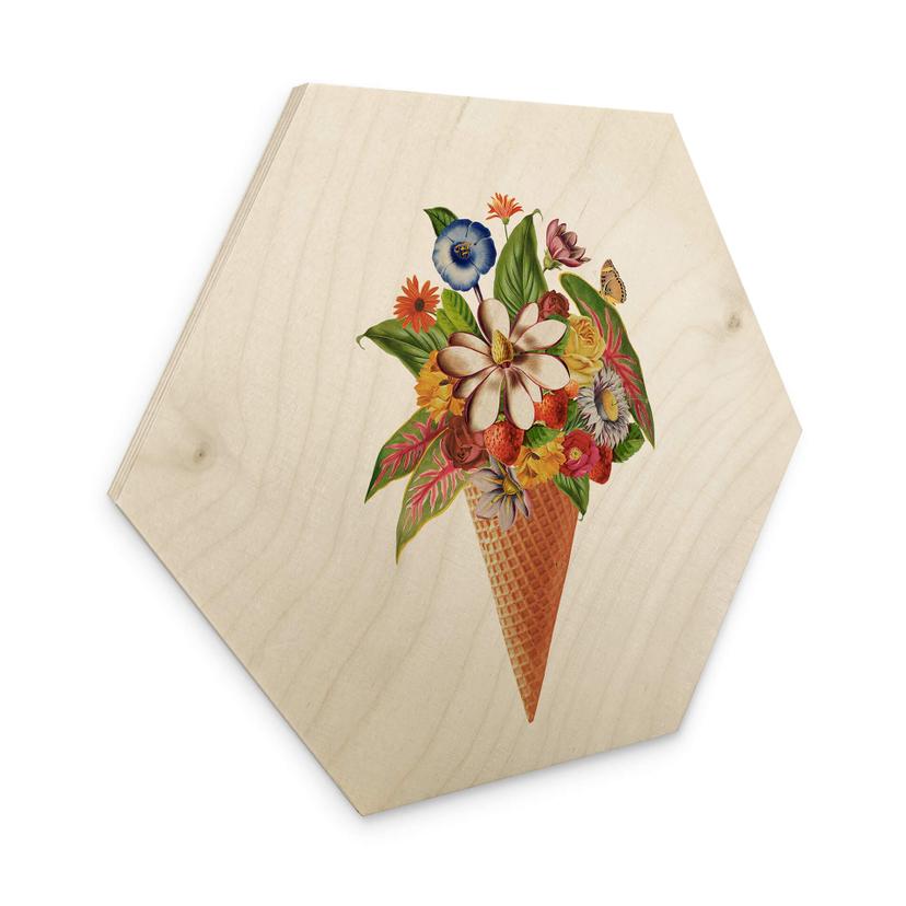 Hexagone - Bois Frida Floral Studio - Cornet de glace fleuri