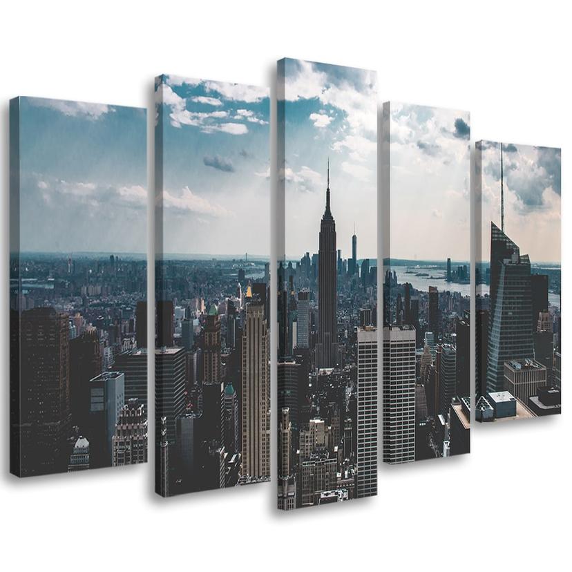 5 stykke lærredstryk, New York City Panorama