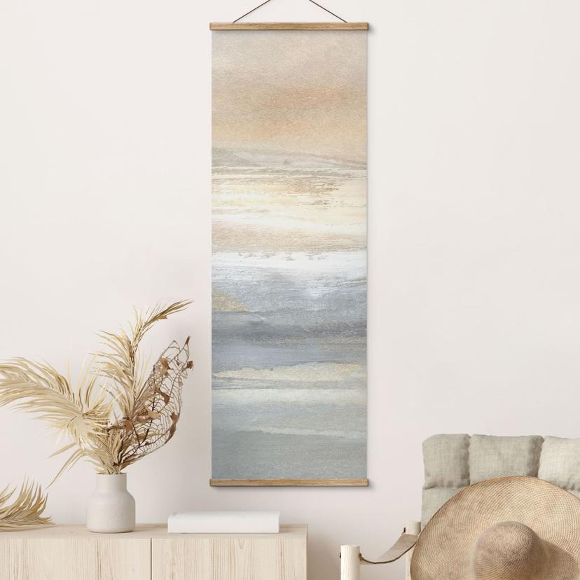 Poster tessile Paesaggio grigio-oro di pennellate - Hobday