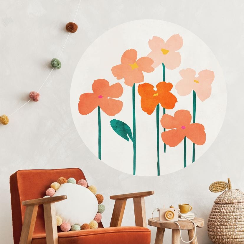 Wall Sticker Små blomster i ferskenfarver - Kubistika