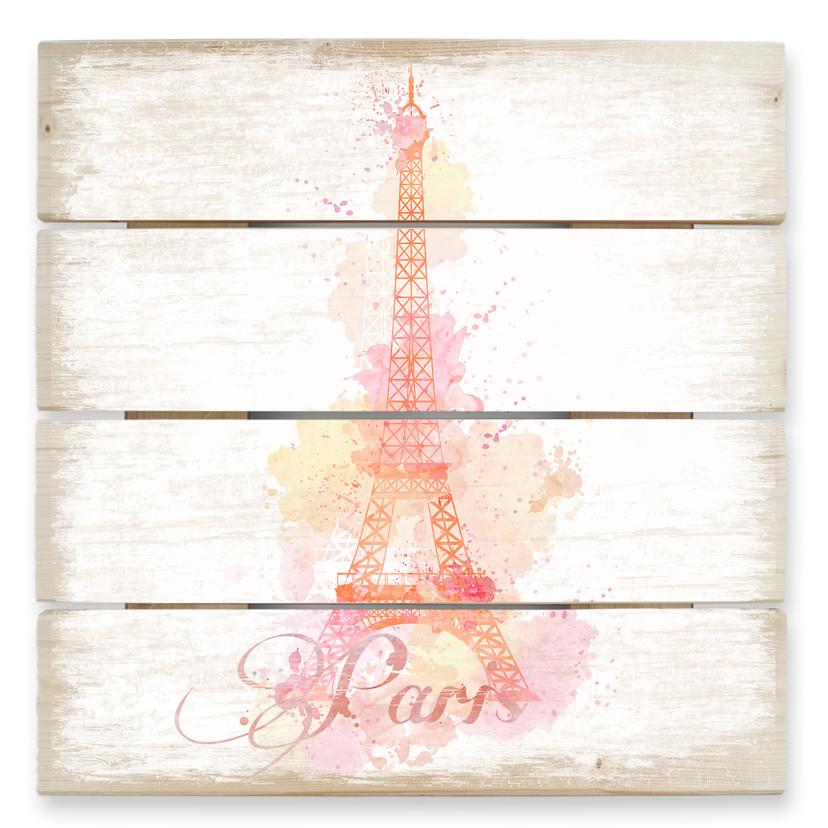 Cuadro de madera La Tour Eiffel acuarela - 40x41,5 cm