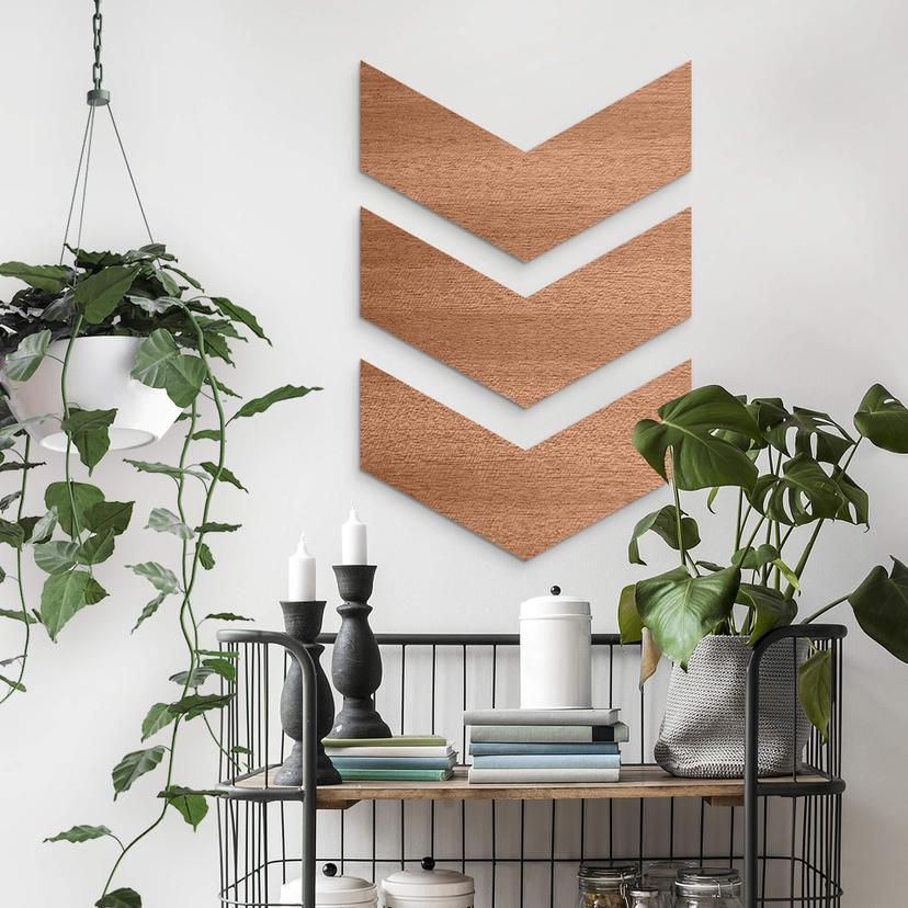 Décoration en bois - Flèches de signalisation (3 pièces) - Placage d'acajou