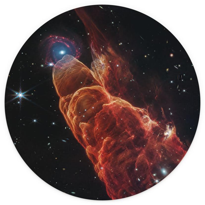 Fotomurale James Webb Telescope - Uragano cosmico Herbig Haro 49/50 - Rotondo - carta da parati in t