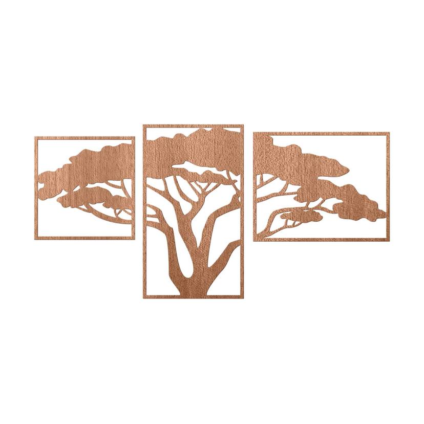 Wanddeko Holz Afrikanischer Baum - Mahagoniholz (3-teilig)