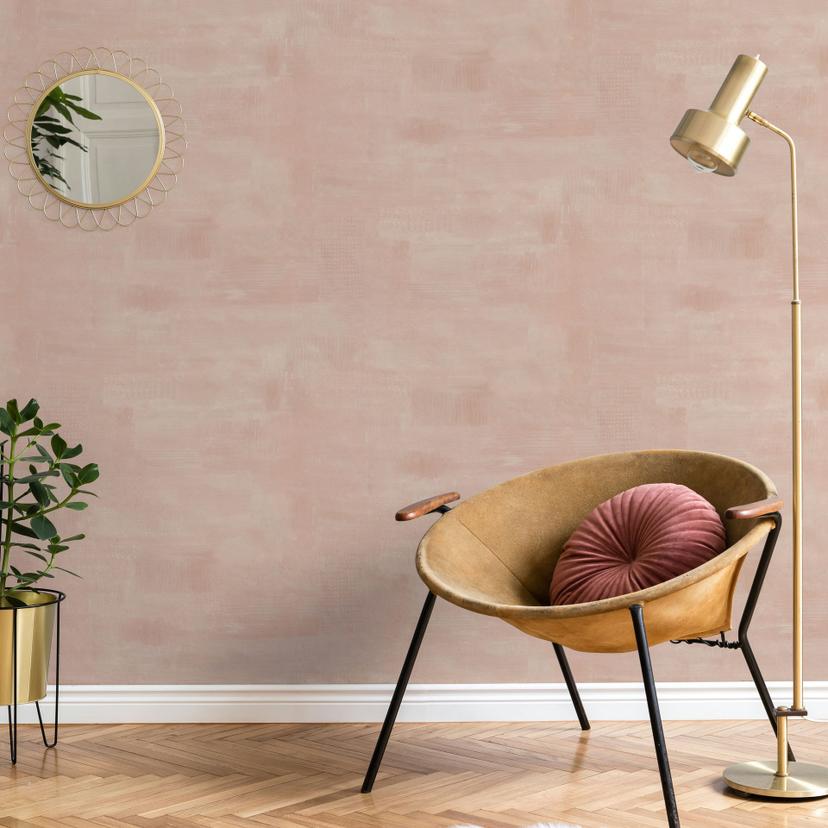 Ikke-vævet tapet gipslook, betonlook almindelig geometrisk mat i rød beige