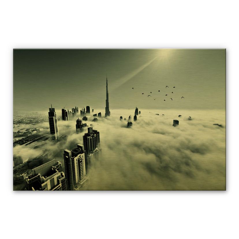 Alu-dibond goud - Naufal - City in the Clouds