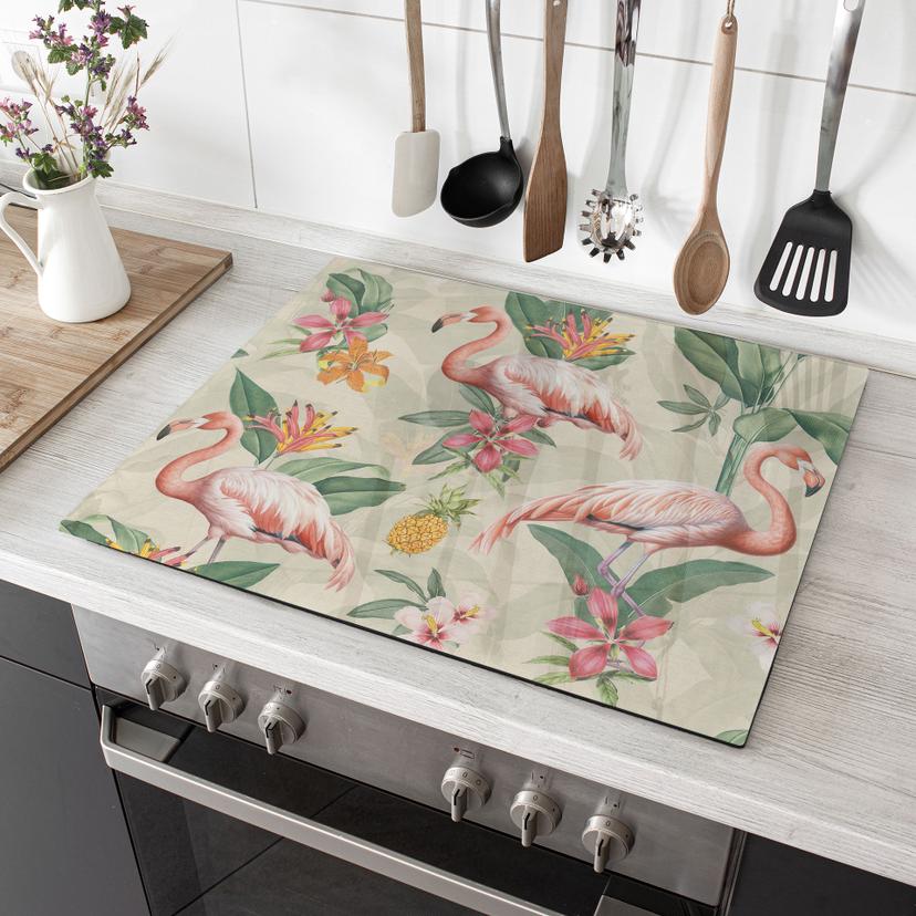 Piastra di copertura esotica - Fenicottero e foglie tropicali - Bloomery Decor
