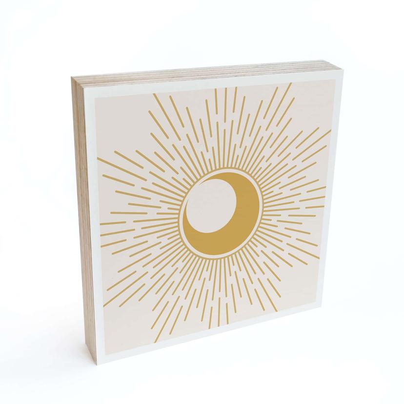 Tableau sur bois à poser - Rayons de soleil dorés - KsanaKalpa - 15x15 cm