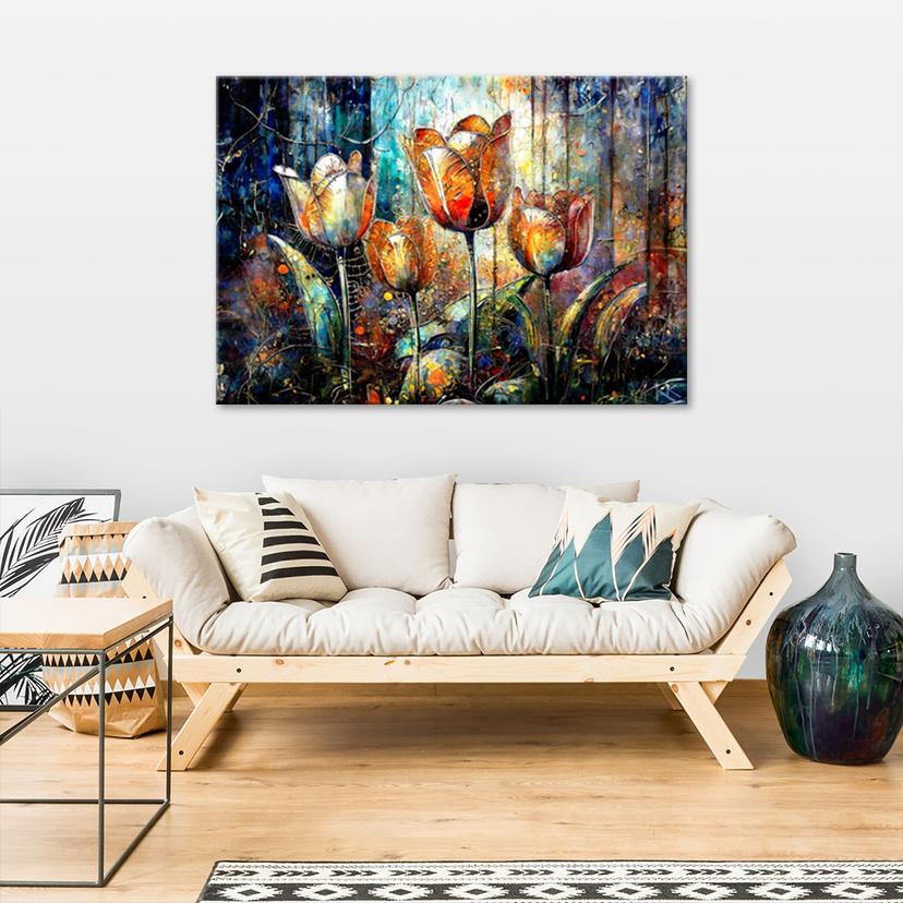 Stampa su tela, Astrazione di fiori colorati