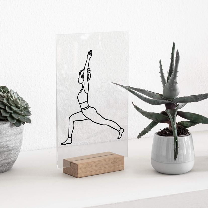 Decoro acrilico + supporto Yoga - Line Art