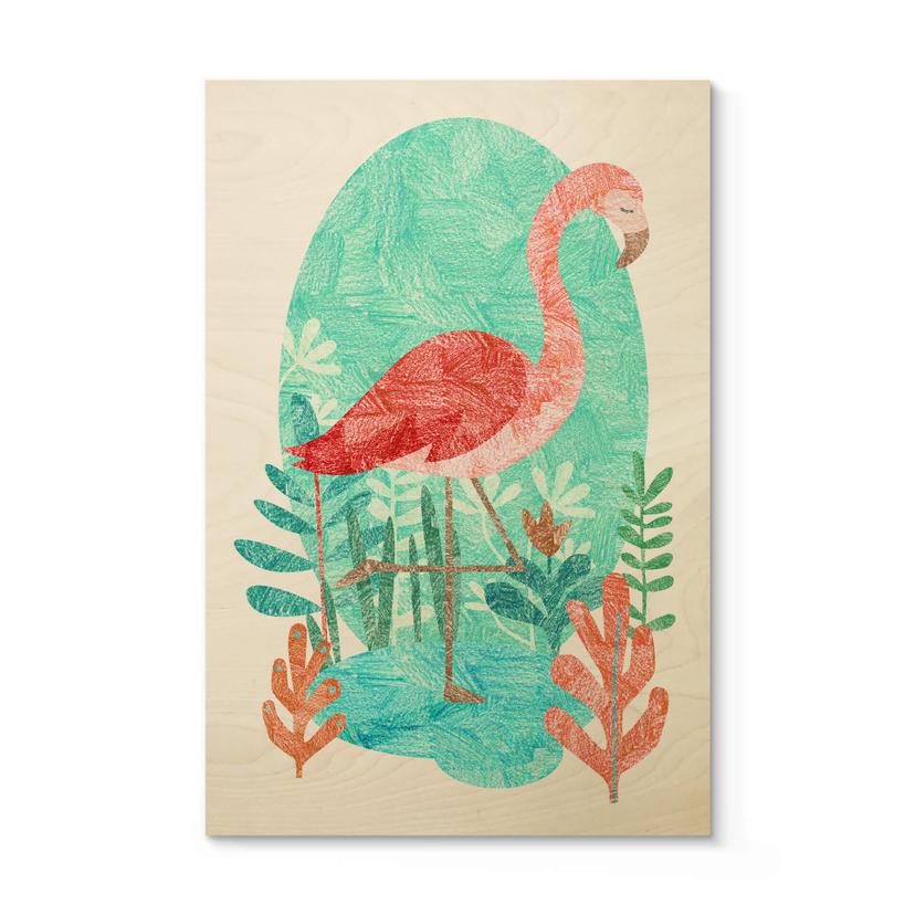 Billede af træ Goed Blauw - Flamingoen