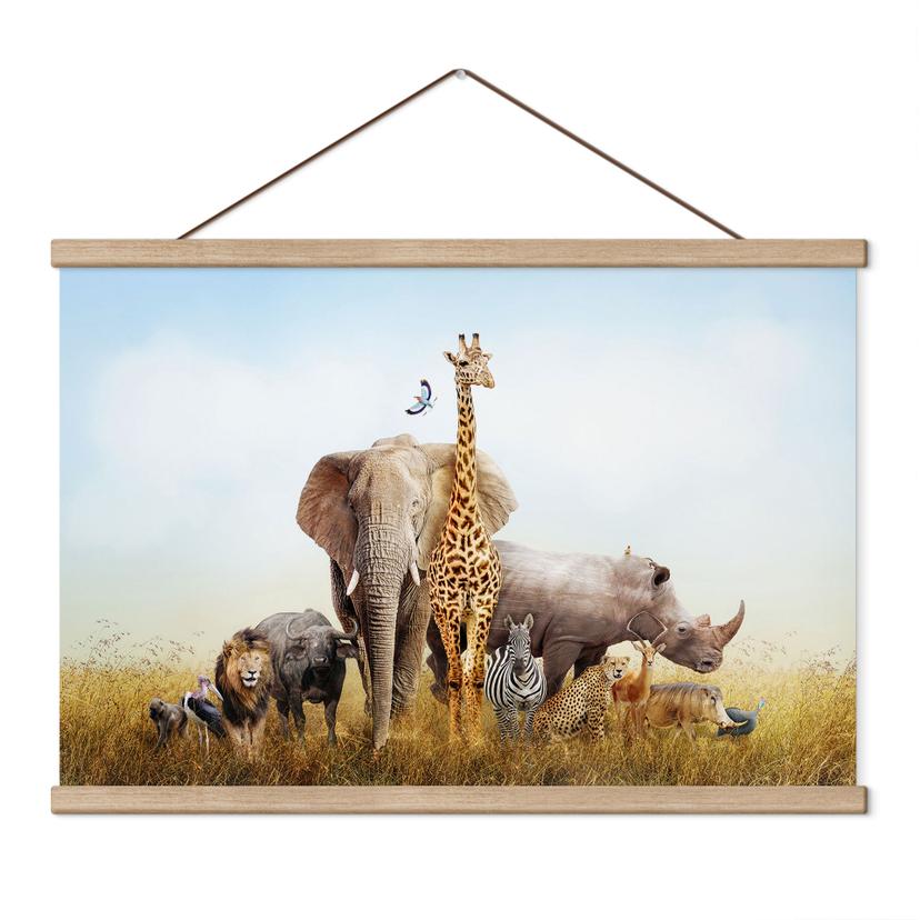 Textielposter Afrikaanse Dieren