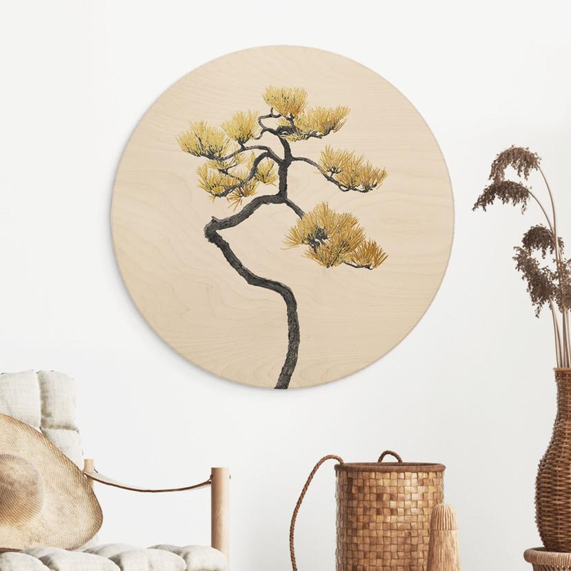 Holzbild Bonsai in Balance - Amini - Rund