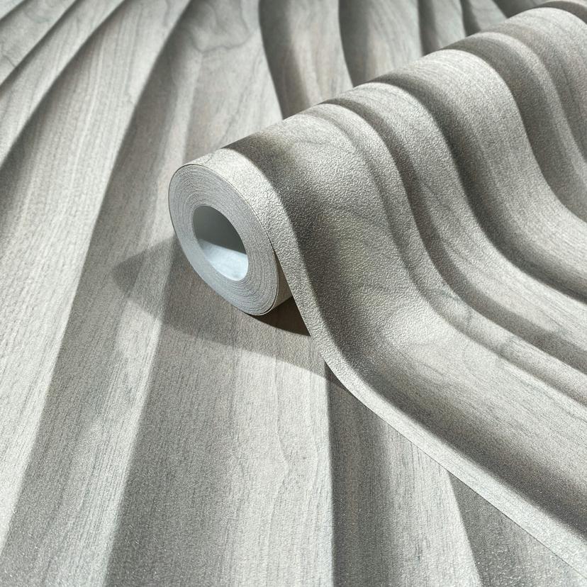 Papel pintado no tejido beige efecto madera 3D textura madera moderno