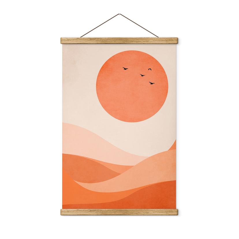 Tekstil plakat Harmonisk landskab orange - Kubistika