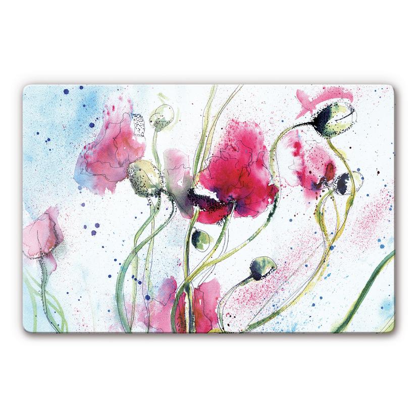 Tableau en verre - Aquarelle Coquelicots