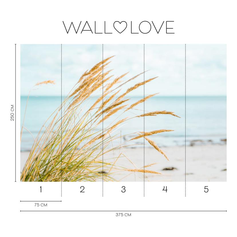 Carta da parati fotografica Fotomurale con dune azzurro beige - 3,75 x 2,50 m - Carta da parati in t