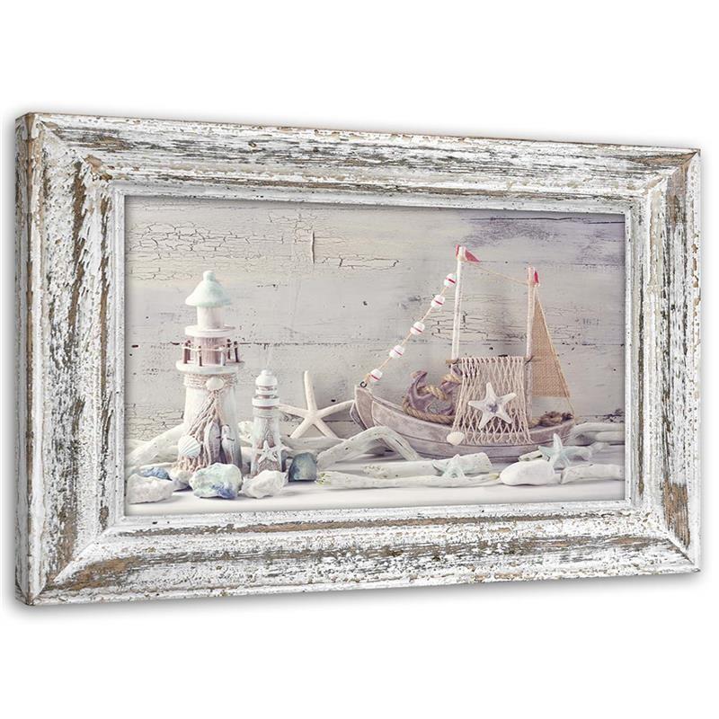 Canvasbillede, maritimt Shabby Chic