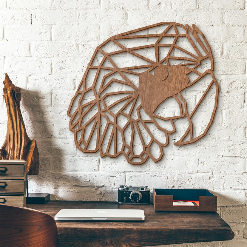 Décoration murale en bois acajou - Perroquet origami