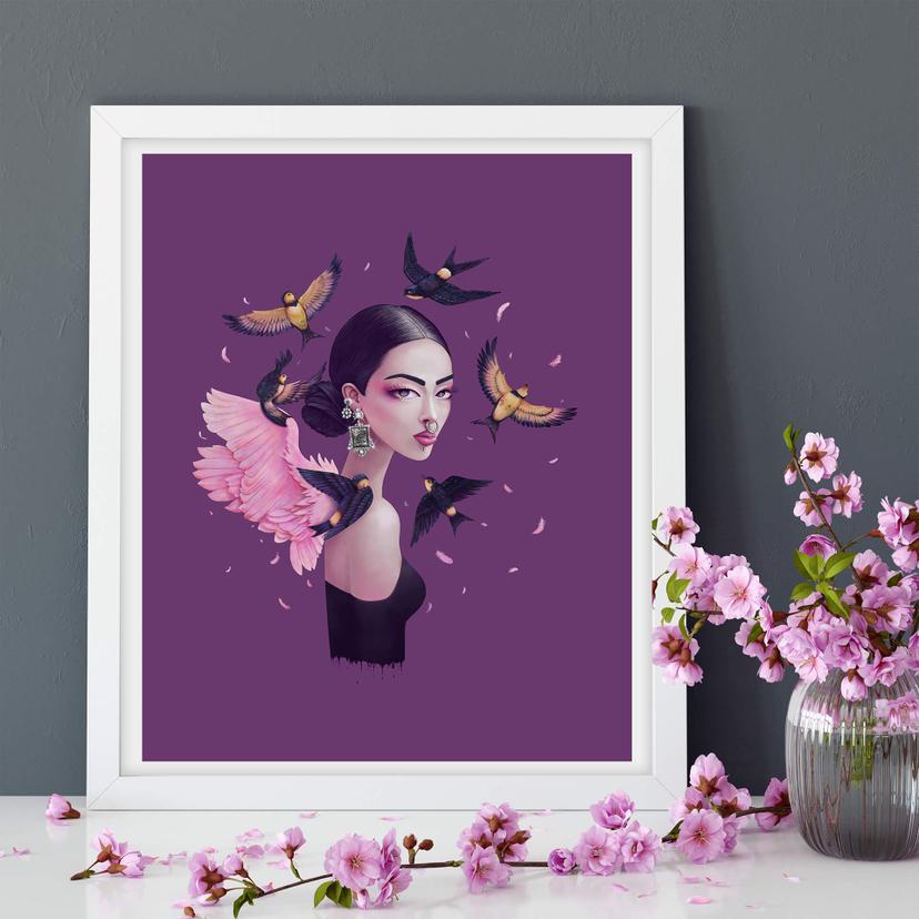 Poster Korenkova - Boho Girl 1 lila