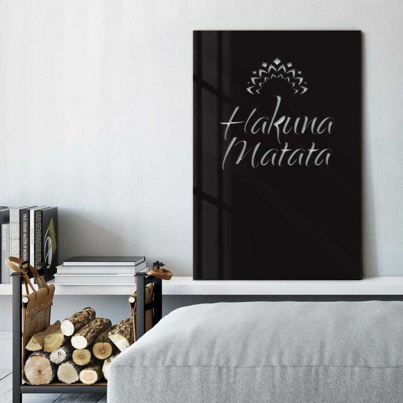 Cuadro decorativo cristal acrílico - Hakuna Matata con flor