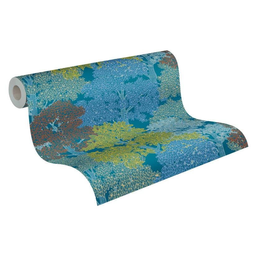 Architects Paper Floral Impression - Papier peint intissé de forêt, bleu