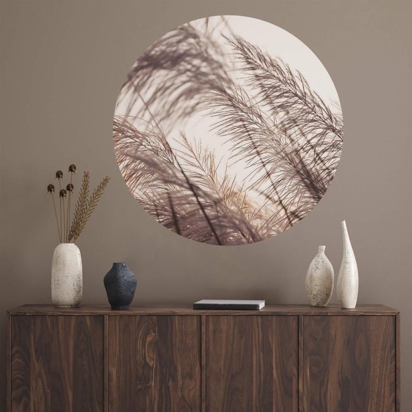 Wallsticker græsser i pastel - rund