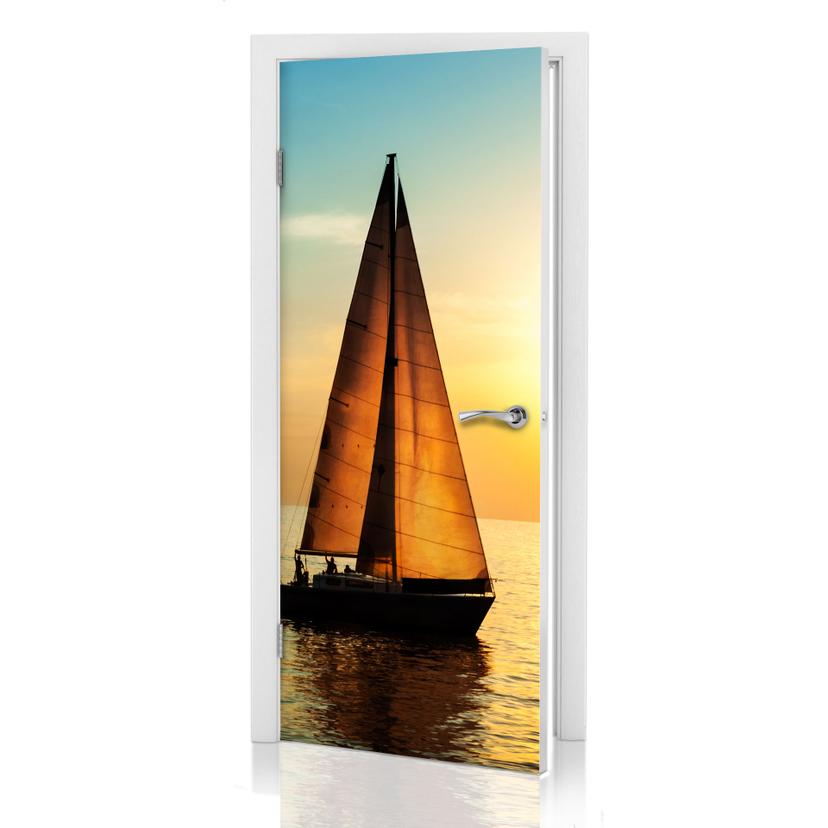 Puerta de diseño velero al atardecer 91x200 cm