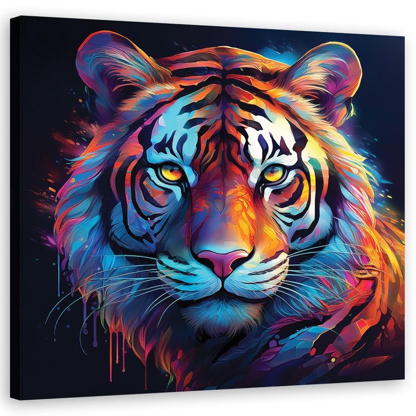 Leinwandbild Tiger Pop Art Farbig