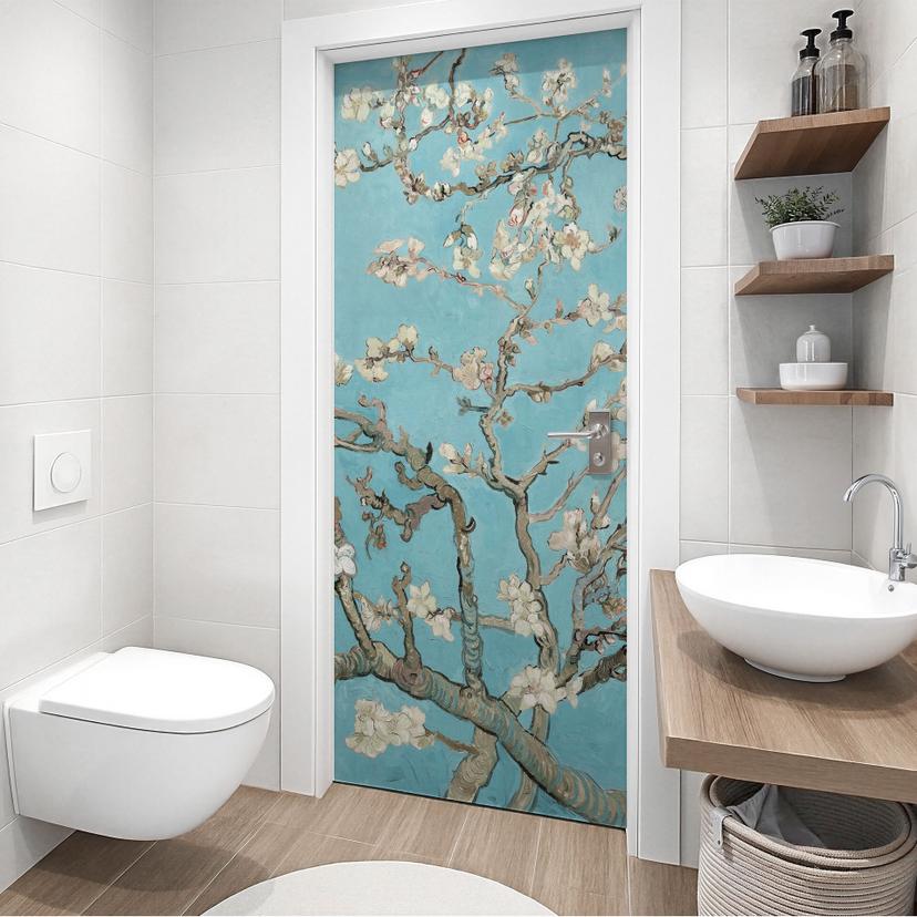 Vinilo para puertas Flor de almendro - van Gogh - Decoración autoadhesiva para puertas
