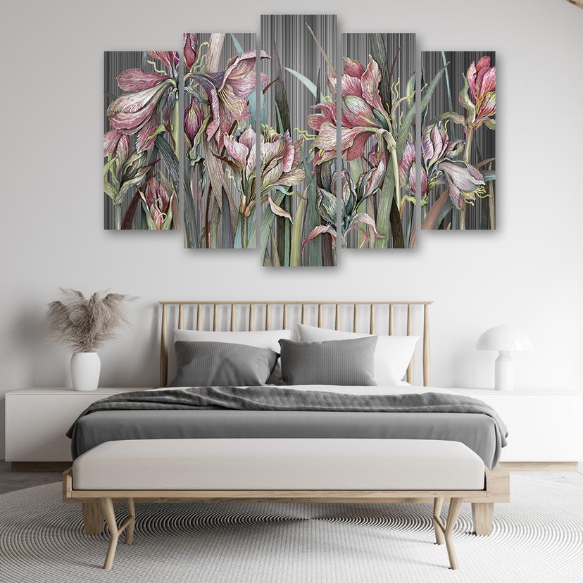 Stampa su tela 5 pezzi, fiori di iris