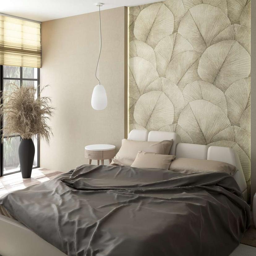 Kumano tapet med blomstermotiver beige