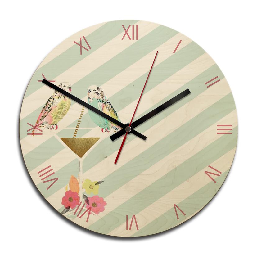 Horloge murale en bois - Party Birds