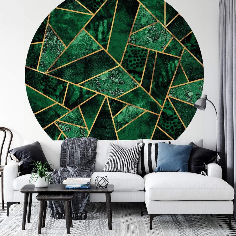 Fototapet - Rundt - Frederiksson - Green Emerald - vliesetapet/selvklæbende non-woven tapet