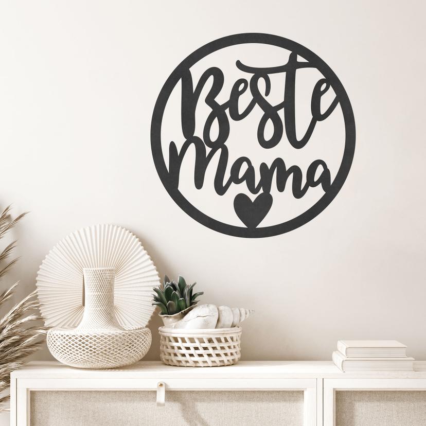 Wanddeko Schriftzug - Beste Mama - MDF - Rund