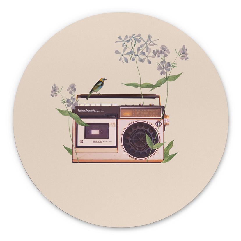 Wandbild Retro Radio floral - Frida Floral Studio - Alu-Dibond - Rund