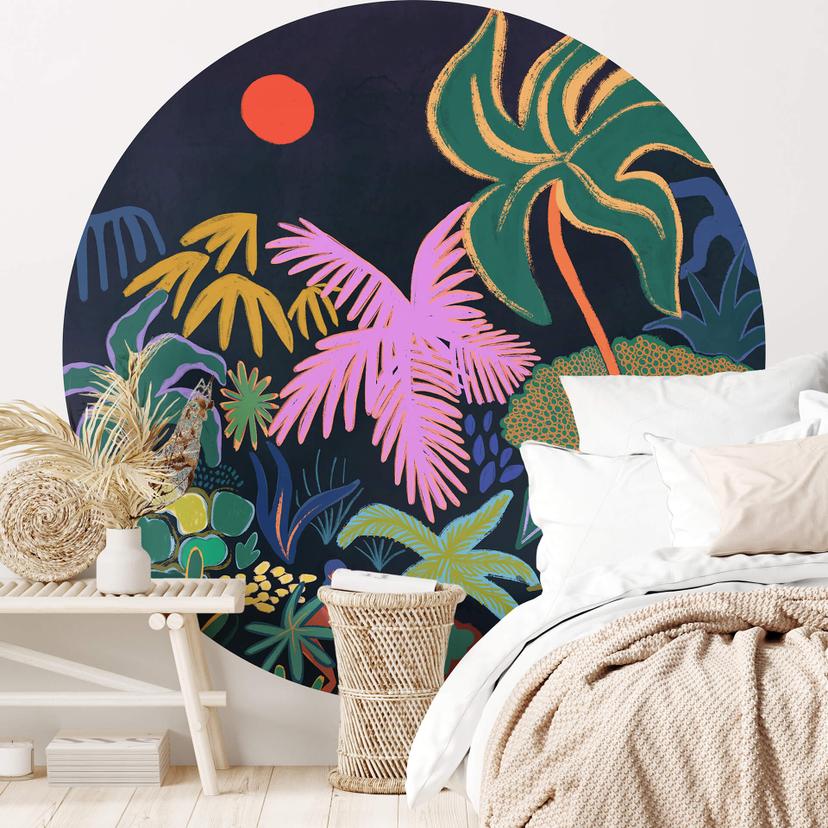 Tapet cirkel Arty Guava - Exotic Jungle - vliesetapet/selvklæbende non-woven tapet