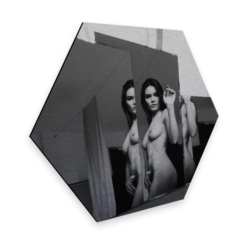 Hexagon - Alu-Dibond zilver effect Kornienko - In the Mirror