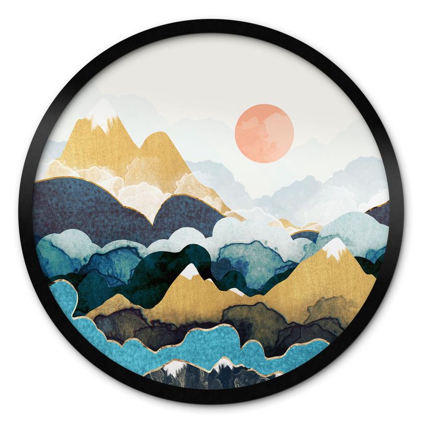 Póster pico de montaña por encima de las nubes - SpaceFrog Designs - Redondo
