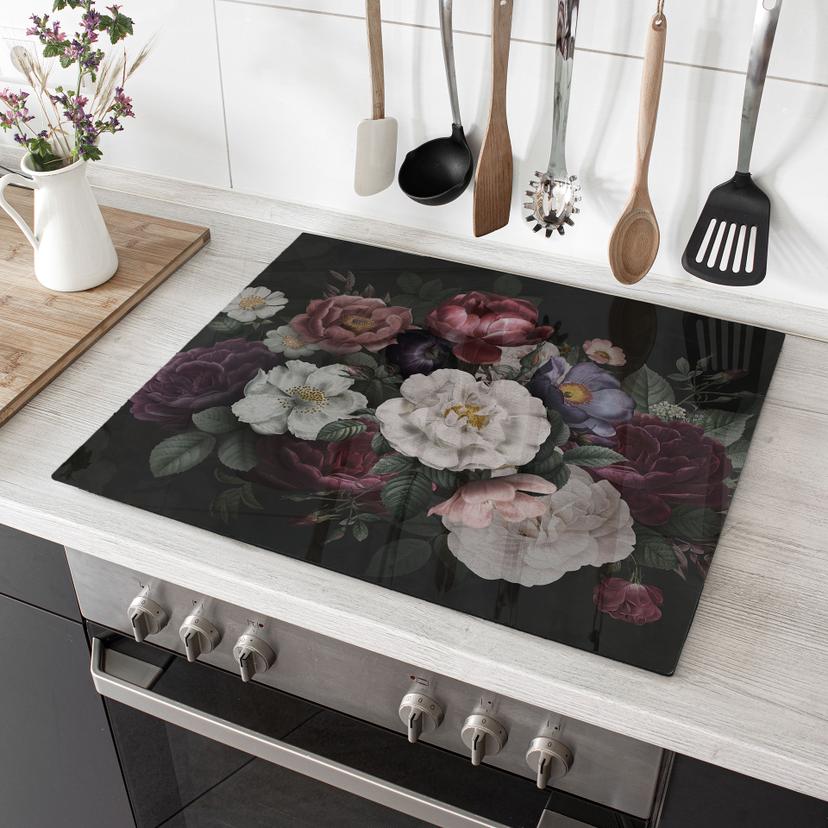 Piastra coprifornello: natura morta di fiori in stile Redouté - Bloomery Decor