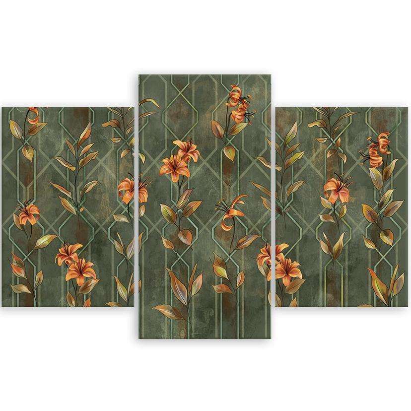 Stampa su tela 3 pezzi Fiore giallo Lilia