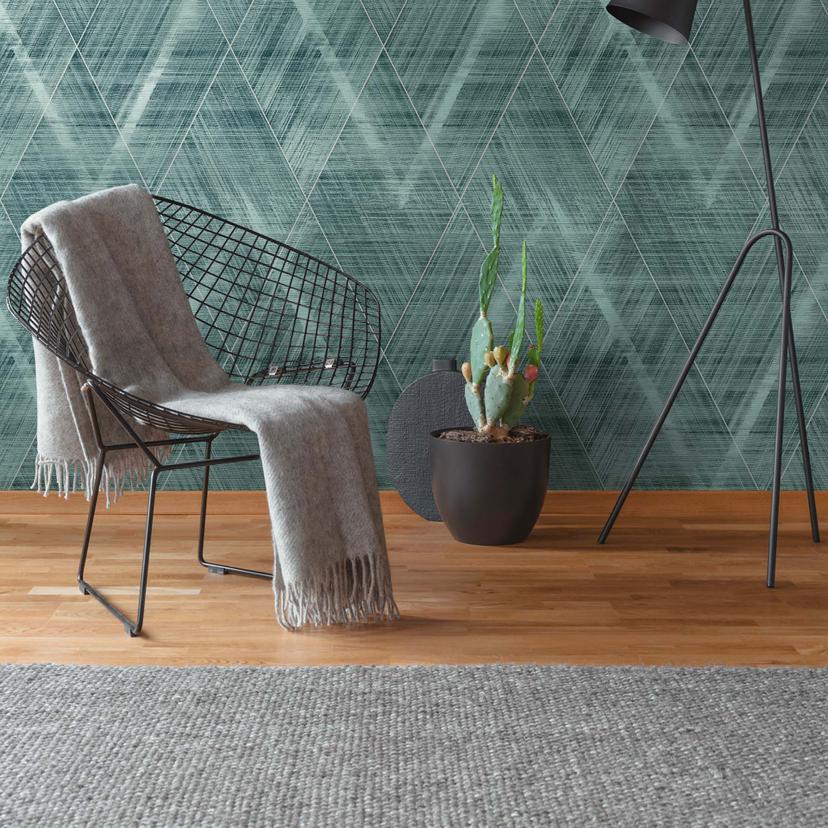 A.S. Création non-woven tapet BOS - grafisk tapet 3D effekt grøn, sort, sølv